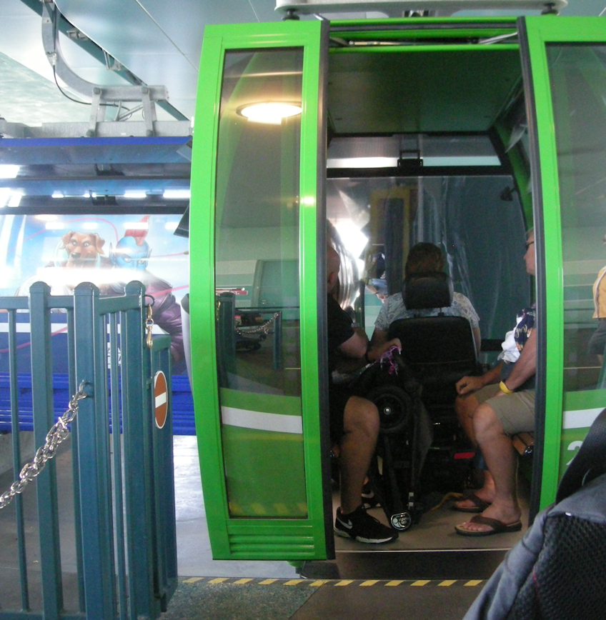 Image showing a loaded Disney Skyliner gondola