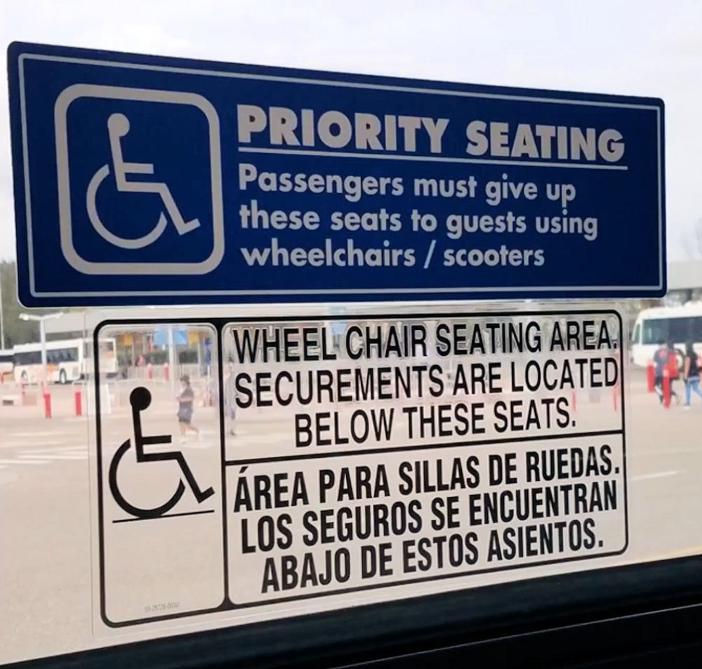Image of Securement Area Handicap Priority Seating Area on Disney World Bus