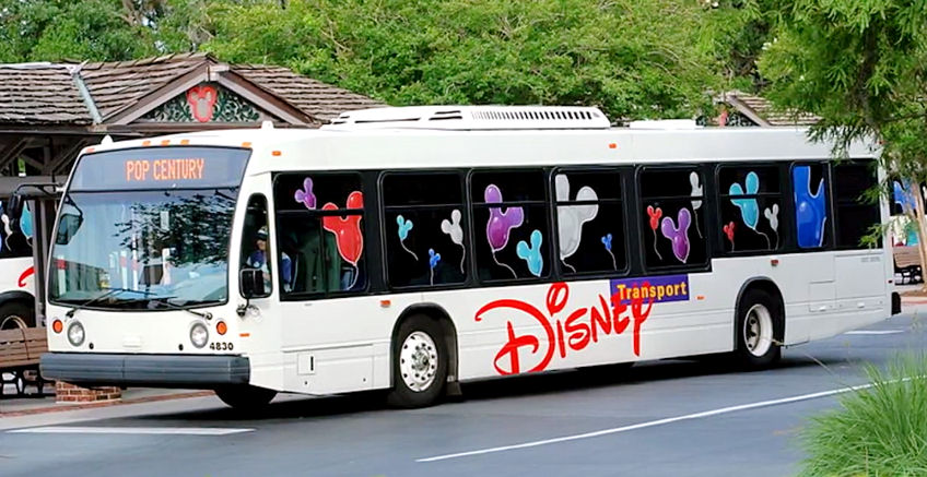 Disney World Bus With Pop Century on Marquee