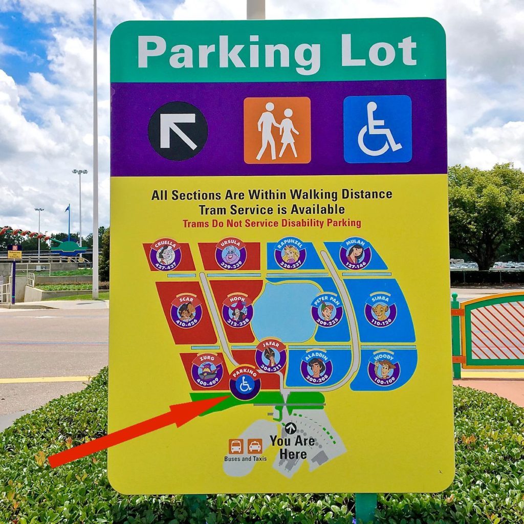 Parking lot sign at Walt Disney World Transportation & Ticket Center