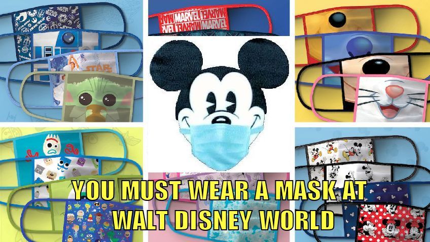 Collage of Disney Masks with Mickey In The Middle