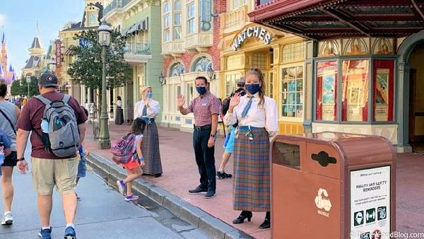 Picture of Disney Cast Members Wearing Masks On Main Street