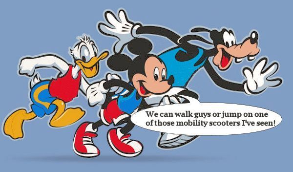 Even Donald, Mickey and Goofy could benefit from using an ECV at Disney World parks.