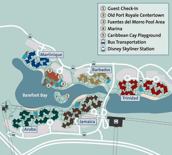 A Map of Disney's Caribbean Beach Resort