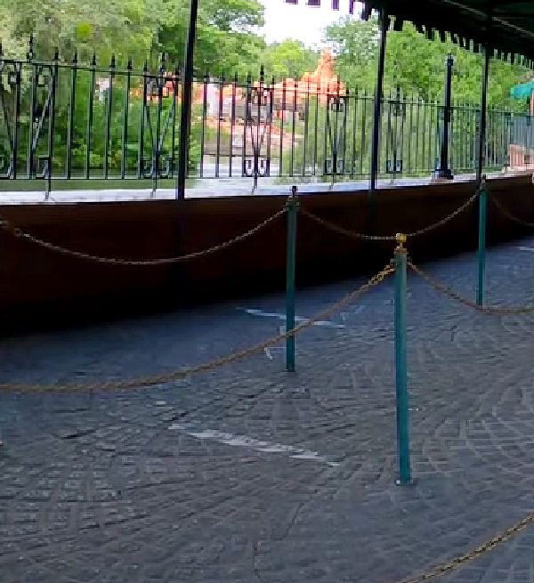 Image showing stamped concrete cobblestone walkway at the Haunted Mansion